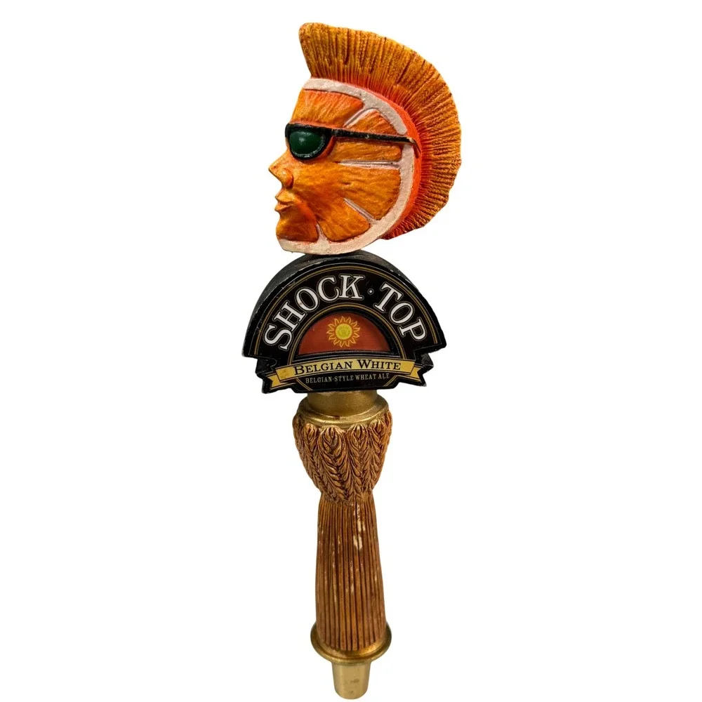Shock Top Belgian White Beer Tap Handle Orange Mohawk Sunglasses Barware